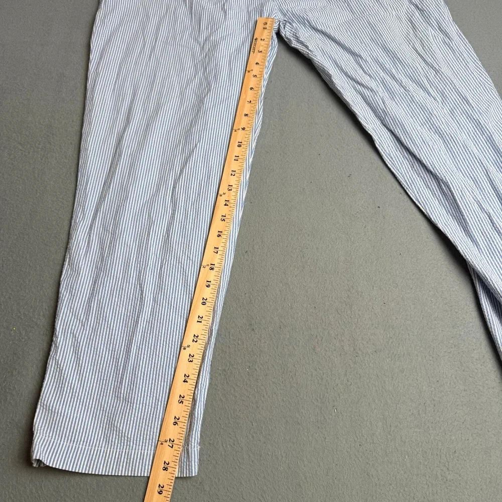 Polo Ralph Lauren Andrew Pant Mens 40x30 Blue White Seersucker Striped Pleated